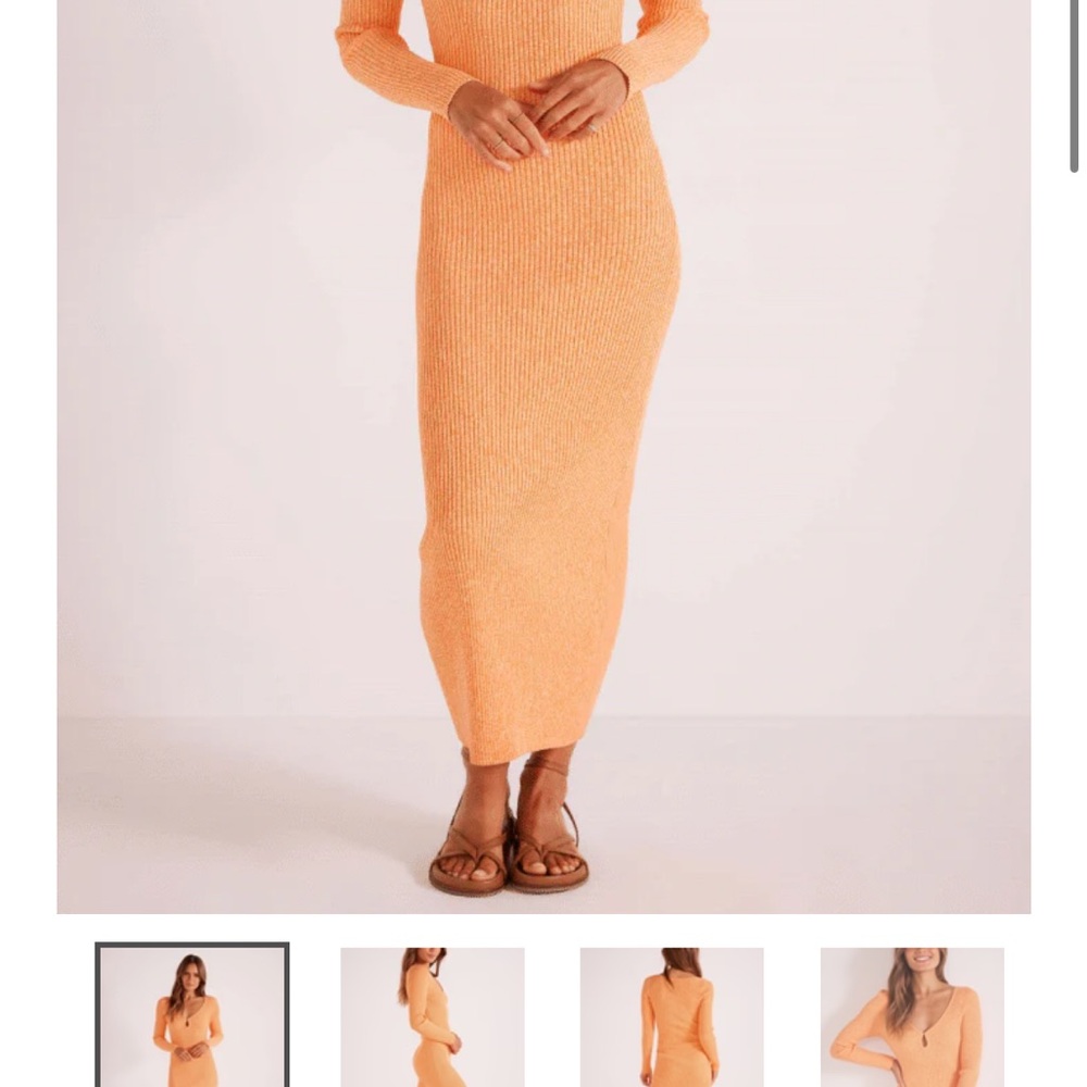 MINKPINK Orange keyhole Knit Midi Dress